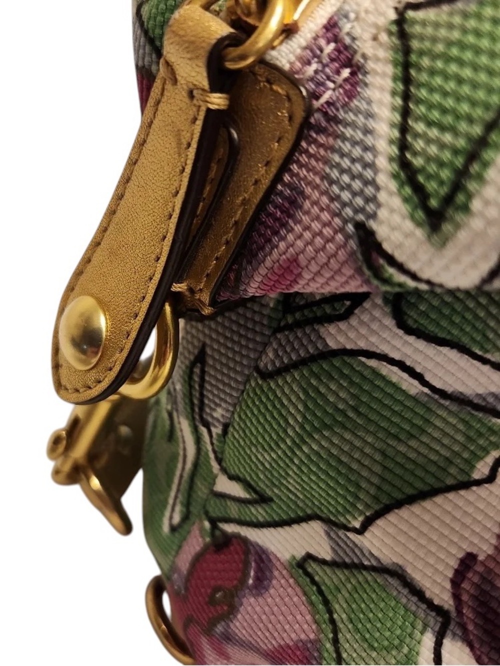 Coach 2010 Ashley Floral Iris Canvas and Metallic Gold Leather Satchel NWOT - Picture 3 of 7